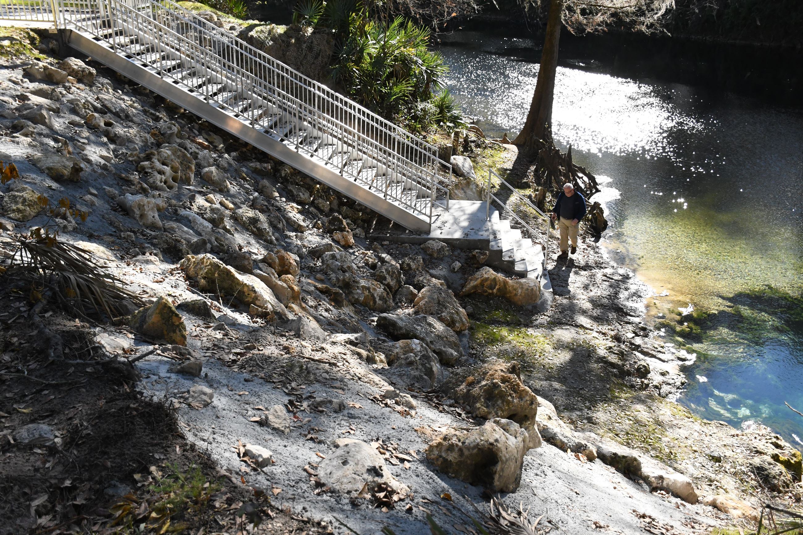 New stairs and boardwalk leading to a spring